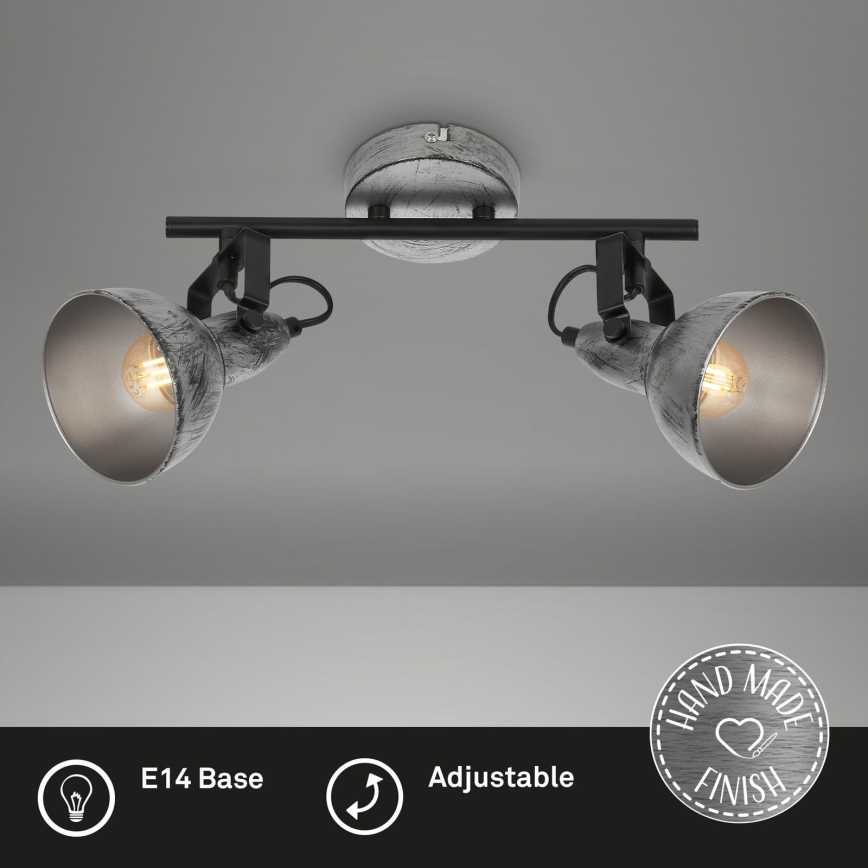 Briloner 2049-024 - Akcentinis apšvietimas RETRO 2xE14/40W/230V pilka