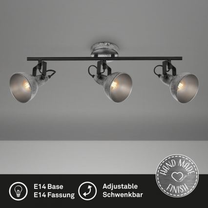 Briloner 2049-034 - Akcentinis apšvietimas RETRO 3xE14/40W/230V pilka