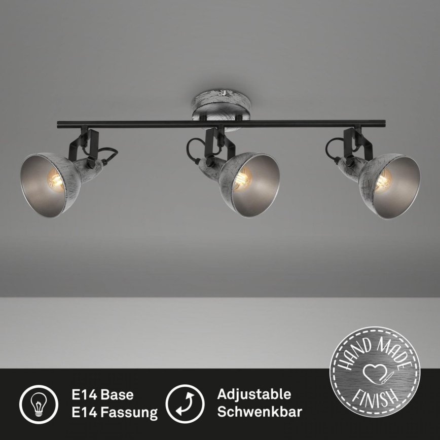 Briloner 2049-034 - Akcentinis apšvietimas RETRO 3xE14/40W/230V pilka