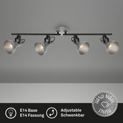 Briloner 2049-044 - Akcentinis apšvietimas RETRO 4xE14/40W/230V pilka