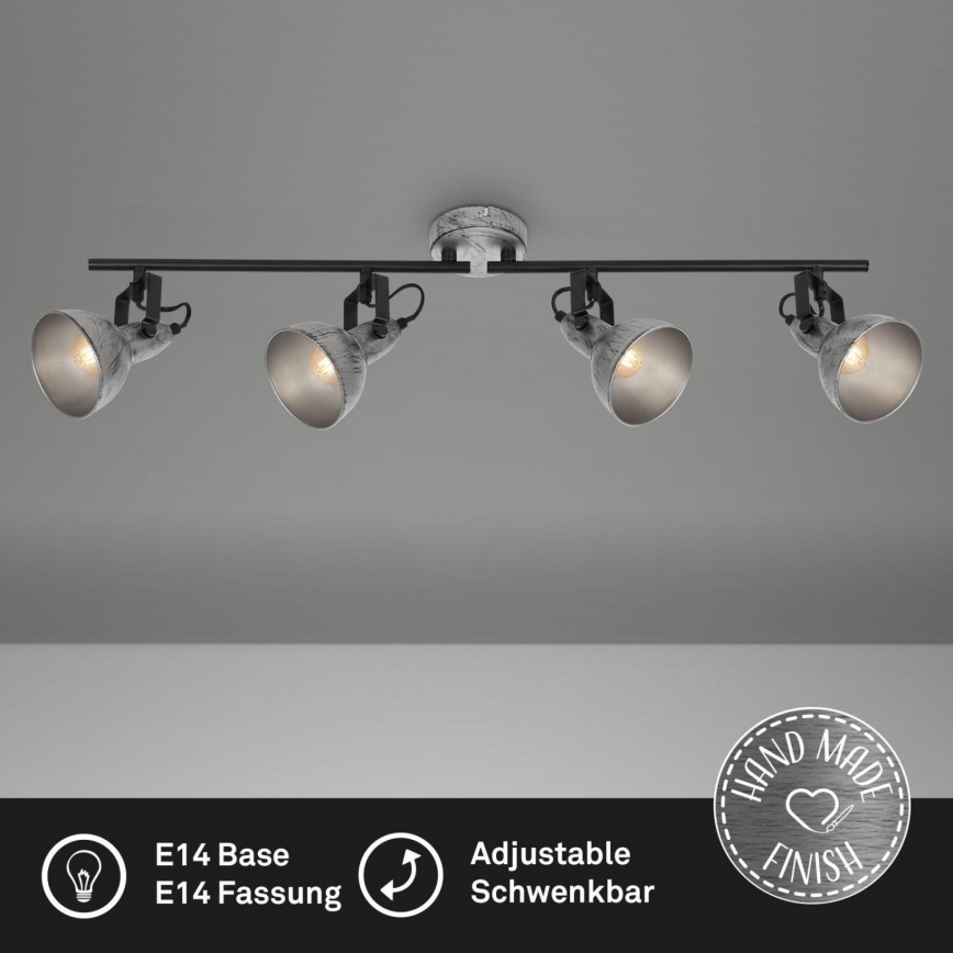 Briloner 2049-044 - Akcentinis apšvietimas RETRO 4xE14/40W/230V pilka
