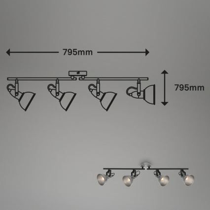 Briloner 2049-044 - Akcentinis apšvietimas RETRO 4xE14/40W/230V pilka