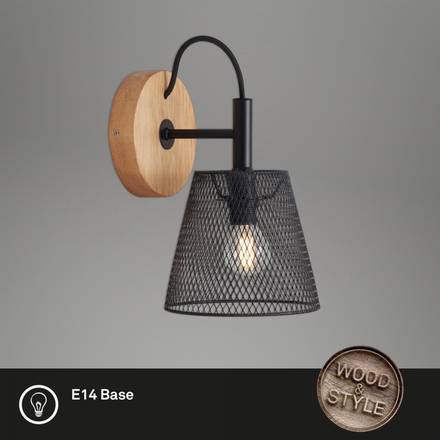 Briloner 2077-015 - Sieninis šviestuvas WOOD & STYLE 1xE14/25W/230V kaučiukas