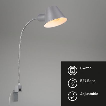 Briloner 2079-014 - Sieninė lanksti lempa 1xE27/10W/230V sidabras