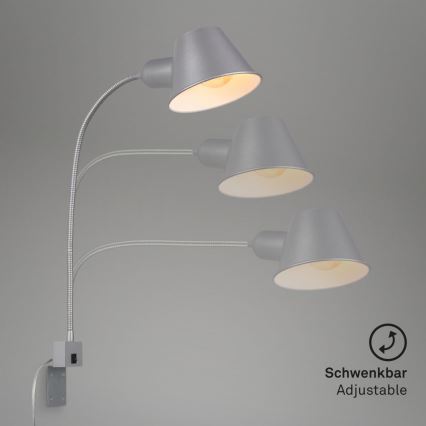 Briloner 2079-014 - Sieninė lanksti lempa 1xE27/10W/230V sidabras