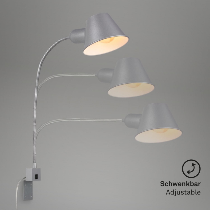 Briloner 2079-014 - Sieninė lanksti lempa 1xE27/10W/230V sidabras