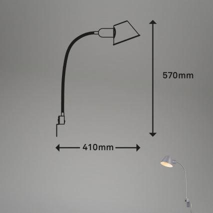 Briloner 2079-014 - Sieninė lanksti lempa 1xE27/10W/230V sidabras