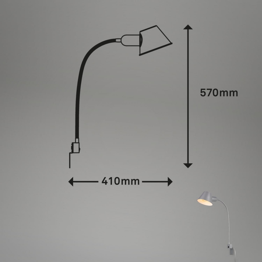 Briloner 2079-014 - Sieninė lanksti lempa 1xE27/10W/230V sidabras