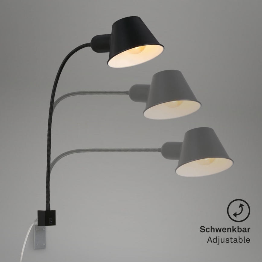 Briloner 2079-015 - Sieninė lanksti lempa 1xE27/10W/230V juoda