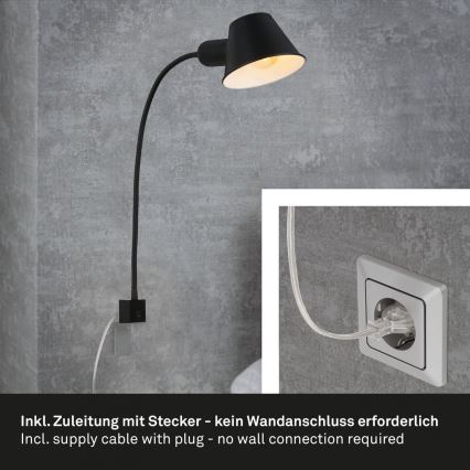 Briloner 2079-015 - Sieninė lanksti lempa 1xE27/10W/230V juoda