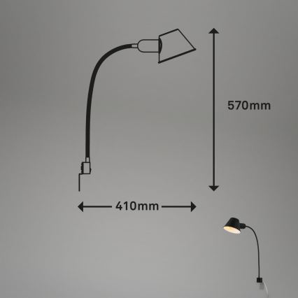 Briloner 2079-015 - Sieninė lanksti lempa 1xE27/10W/230V juoda