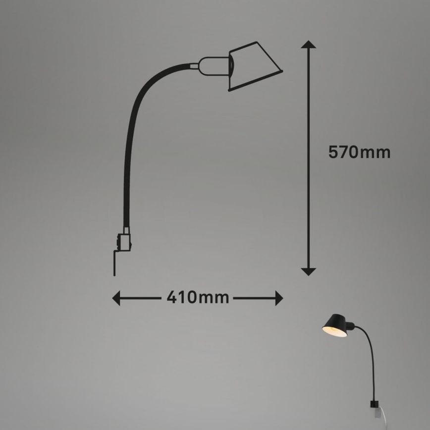 Briloner 2079-015 - Sieninė lanksti lempa 1xE27/10W/230V juoda