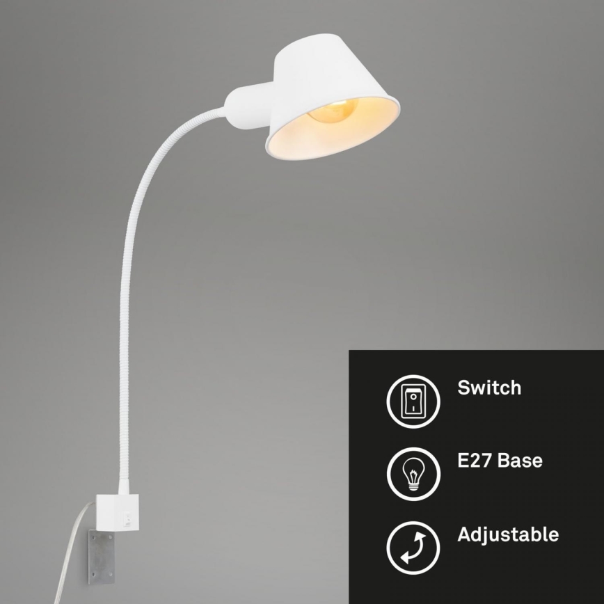 Briloner 2079-016 - Sieninė lanksti lempa 1xE27/10W/230V balta