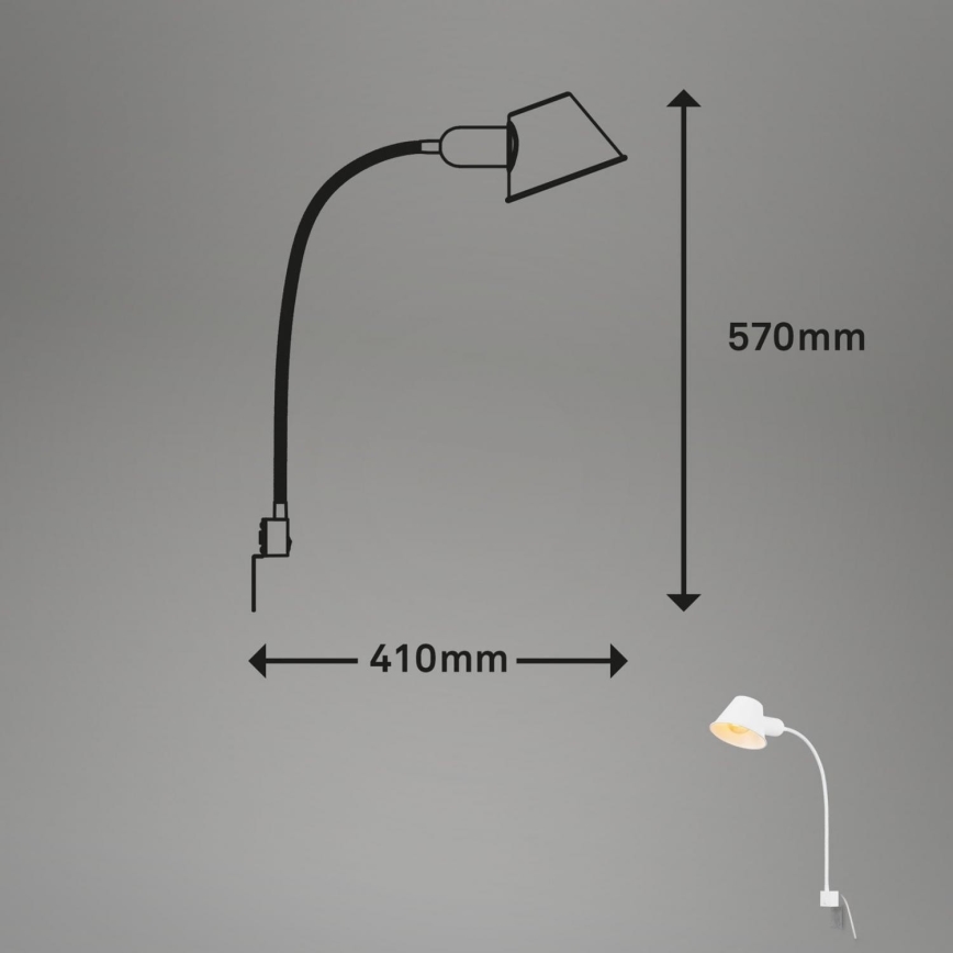 Briloner 2079-016 - Sieninė lanksti lempa 1xE27/10W/230V balta