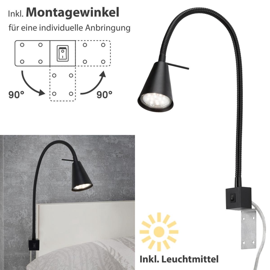 Briloner 2080-015 - LED sieninis šviestuvas COMFORT LIGHT 1xGU10/5W/230V juodas
