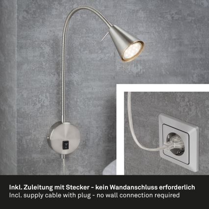 Briloner 2082-012 - LED sieninis šviestuvas COMFORT LIGHT 1xGU10/5W/230V matinis chromas