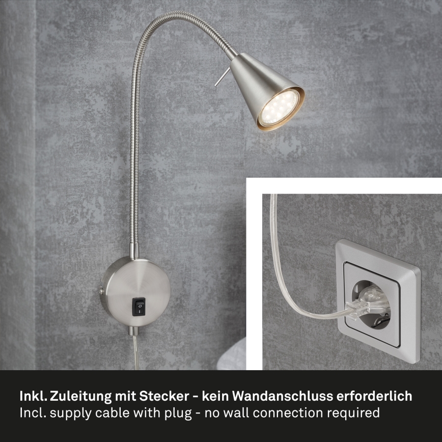 Briloner 2082-012 - LED sieninis šviestuvas COMFORT LIGHT 1xGU10/5W/230V matinis chromas