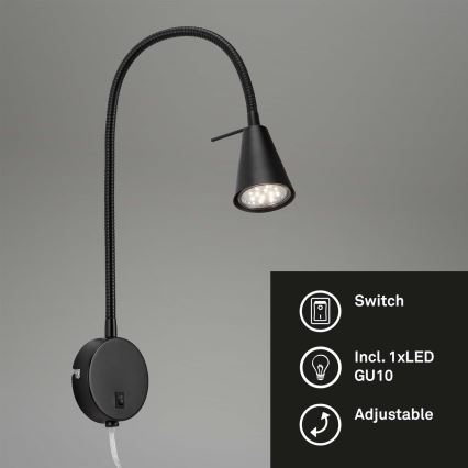 Briloner 2082-015 - LED sieninis šviestuvas COMFORT LIGHT 1xGU10/5W/230V juodas