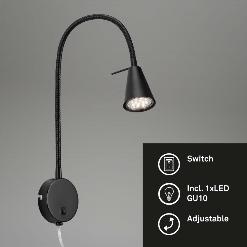Briloner 2082-015 - LED sieninis šviestuvas COMFORT LIGHT 1xGU10/5W/230V juodas