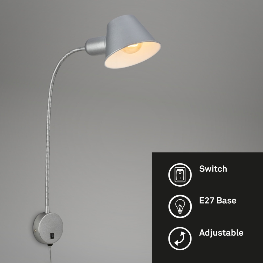 Briloner 2089-014 - Lanksti sieninė lempa BRELLO 1xE27/10W/230V matinis chromas
