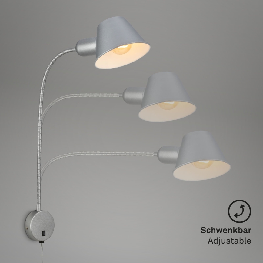 Briloner 2089-014 - Lanksti sieninė lempa BRELLO 1xE27/10W/230V matinis chromas