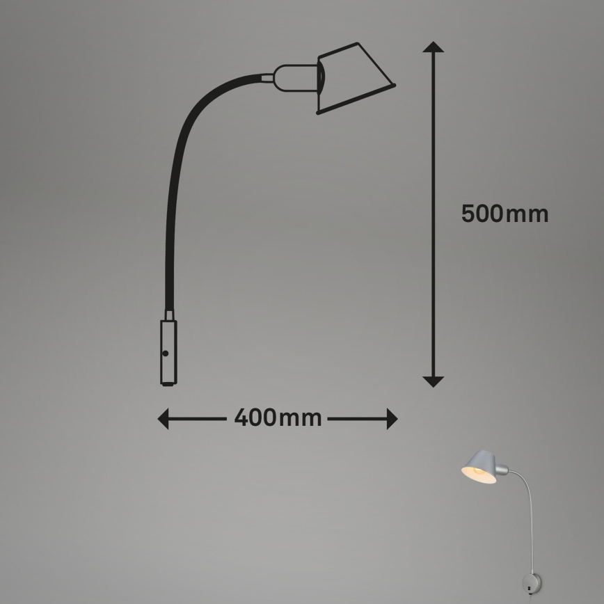 Briloner 2089-014 - Lanksti sieninė lempa BRELLO 1xE27/10W/230V matinis chromas