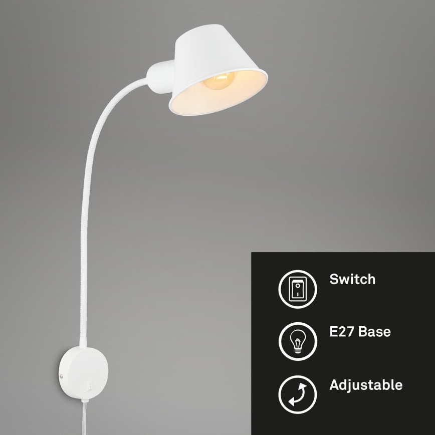 Briloner 2089-016 - lanksti sieninė lempa BRELLO 1xE27/10W/230V balta