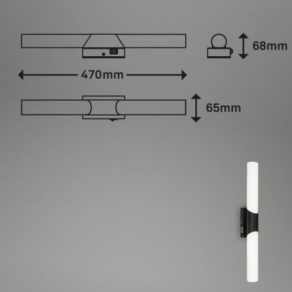 Briloner 2111-115 - LED vonios veidrodžio apšvietimas LED/11W/230V IP44 47 cm juodas
