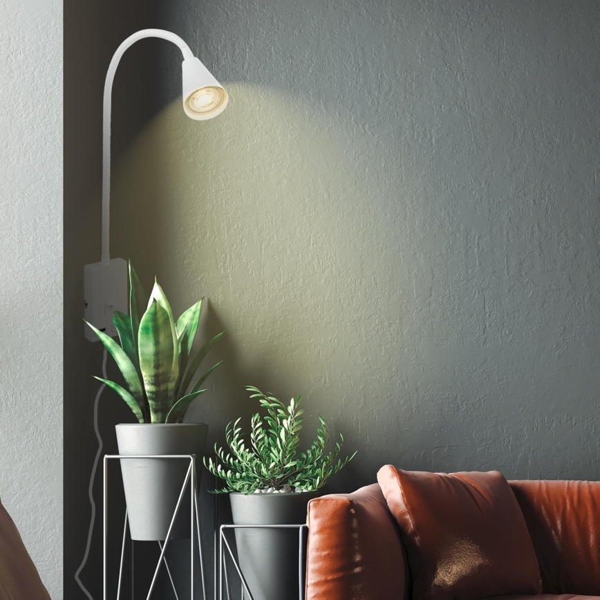 Briloner 2175-016 - Lanksti sieninė lempa su USB prievadu 1xGU10/10W/230V balta