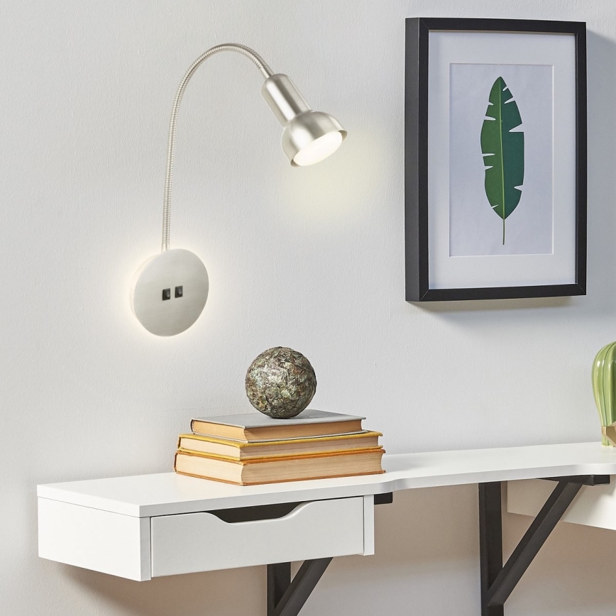Briloner 2178012 - LED Lanksti sieninė lempa 1xE14/10W/230V + LED/3W matinis chromas