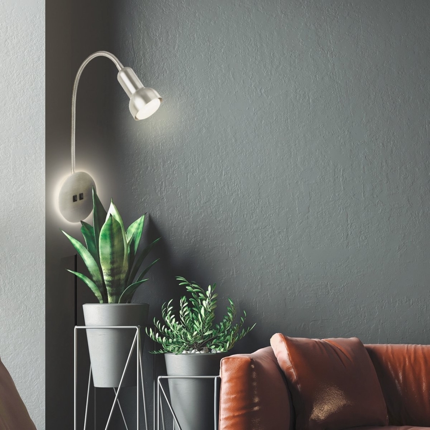 Briloner 2178012 - LED Lanksti sieninė lempa 1xE14/10W/230V + LED/3W matinis chromas