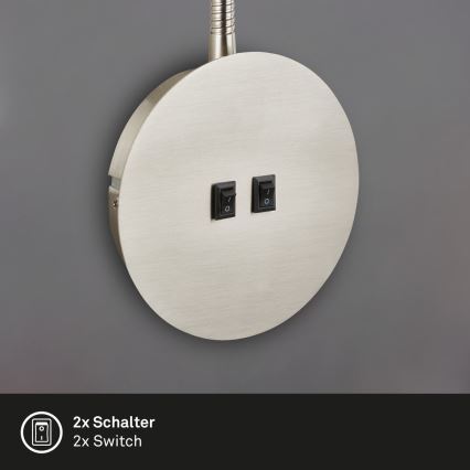 Briloner 2178012 - LED Lanksti sieninė lempa 1xE14/10W/230V + LED/3W matinis chromas