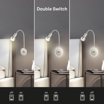 Briloner 2178012 - LED Lanksti sieninė lempa 1xE14/10W/230V + LED/3W matinis chromas