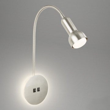 Briloner 2178012 - LED Lanksti sieninė lempa 1xE14/10W/230V + LED/3W matinis chromas