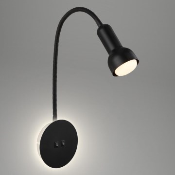Briloner 2178015 - LED Sieninė lanksti lempa 1xE14/10W/230V + LED/3W juoda