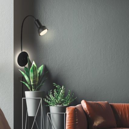 Briloner 2178015 - LED Sieninė lanksti lempa 1xE14/10W/230V + LED/3W juoda