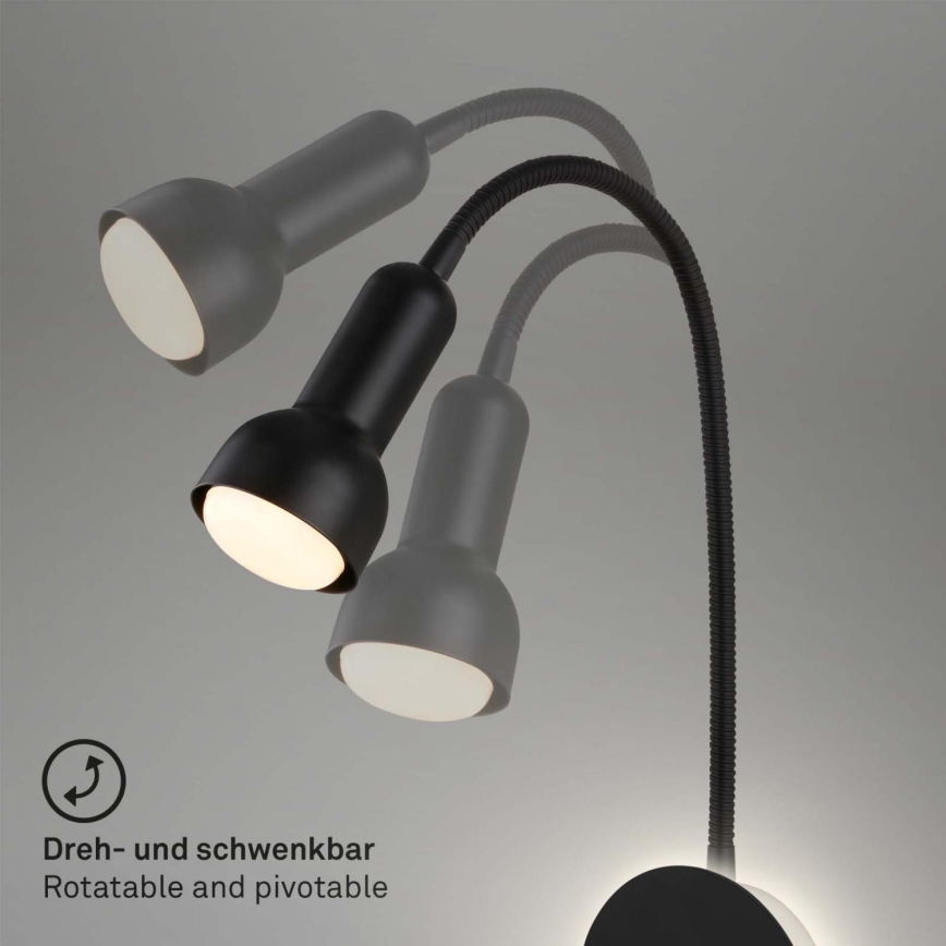 Briloner 2178015 - LED Sieninė lanksti lempa 1xE14/10W/230V + LED/3W juoda