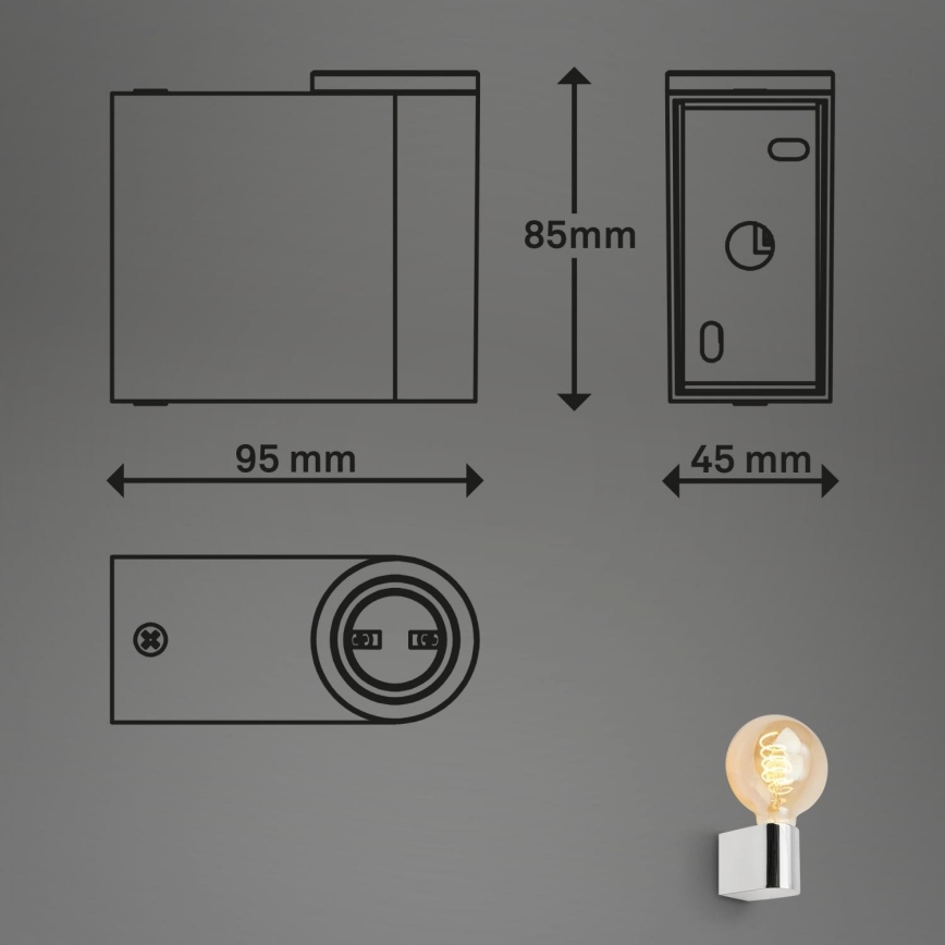 Briloner 2182-018 - Vonios kambario sieninis šviestuvas DONGA 1xE27/10W/230V IP44 blizgus chromas