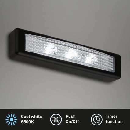Briloner 2689-035 - LED Jutiklinė orientacinė lemputė LERO LED/0,18W/3xAAA juoda
