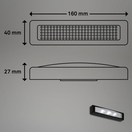 Briloner 2689-035 - LED Jutiklinė orientacinė lemputė LERO LED/0,18W/3xAAA juoda