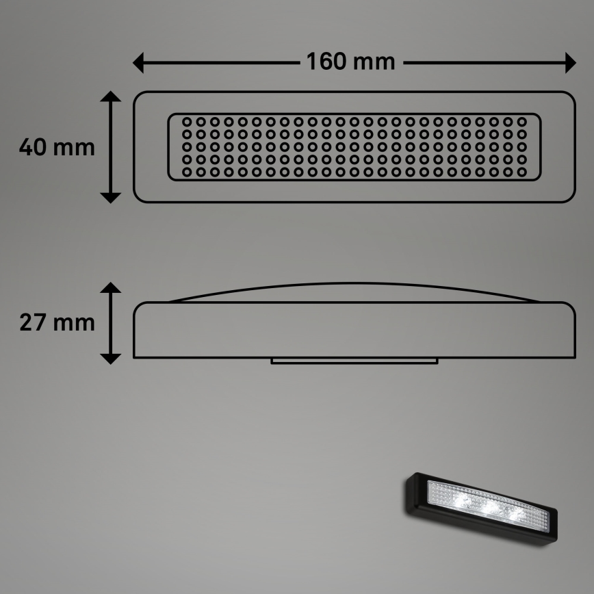Briloner 2689-035 - LED Jutiklinė orientacinė lemputė LERO LED/0,18W/3xAAA juoda