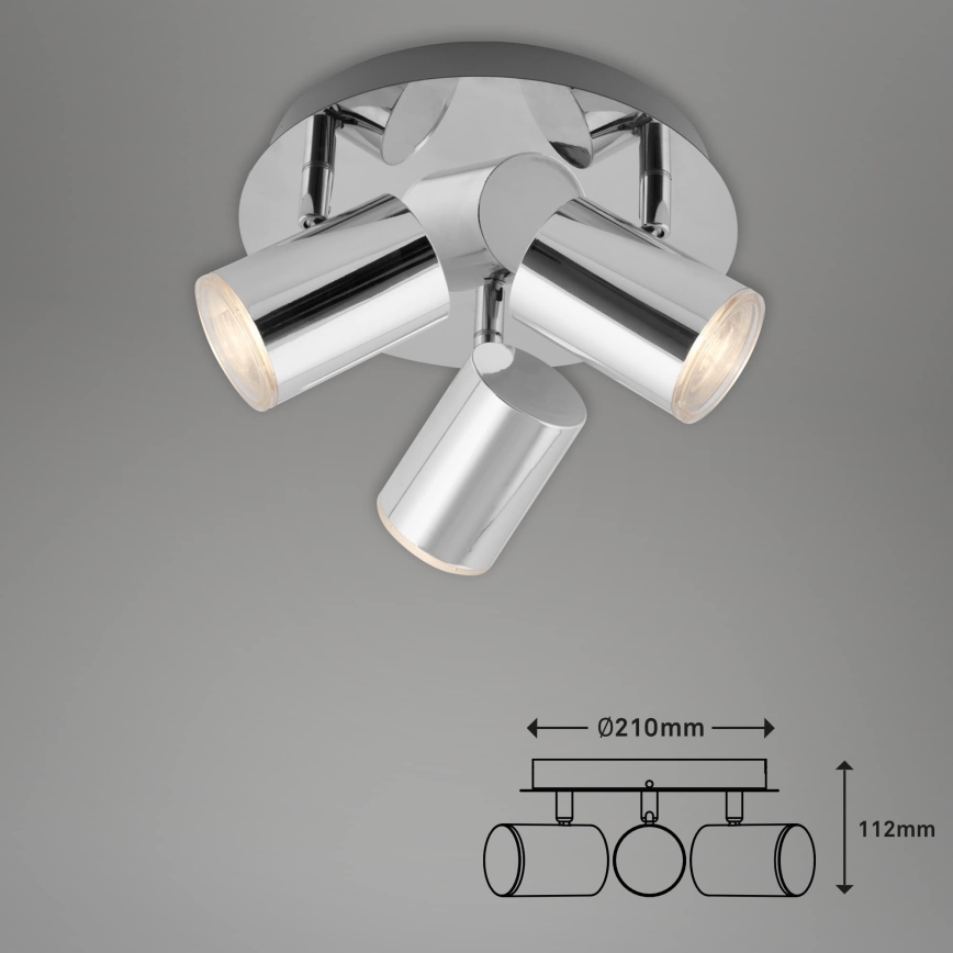 Briloner 2731-038 - taškinis šviestuvas CUP 3xGU10/5W/230V, blizgus chromas