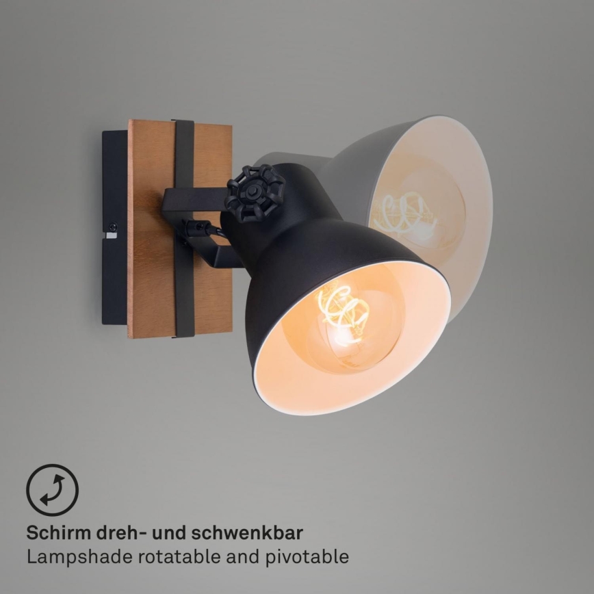 Briloner 2742-015 - Sieninis akcentinis šviestuvas RETRO 1xE27/25W/230V juoda