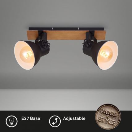 Briloner 2742-025 - Akcentinis apšvietimas SPOTLIGHT 2xE27/40W/230V juoda/ruda