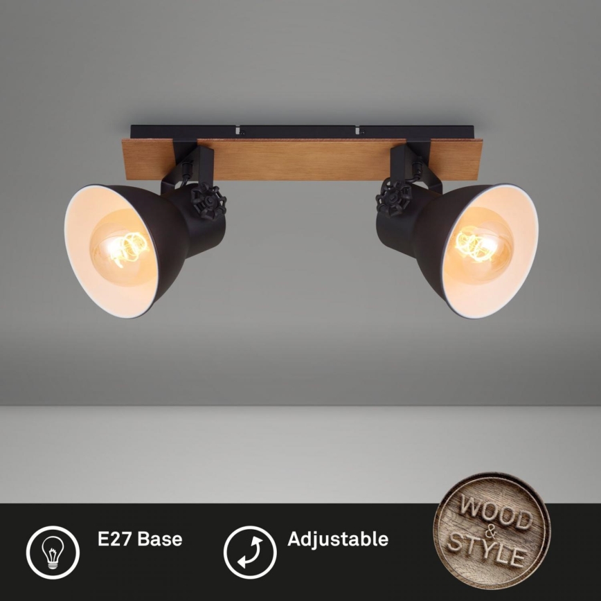 Briloner 2742-025 - Akcentinis apšvietimas SPOTLIGHT 2xE27/40W/230V juoda/ruda
