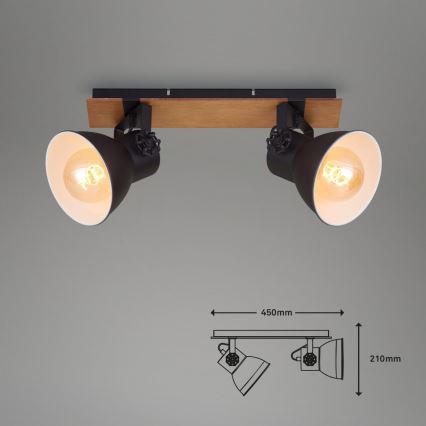 Briloner 2742-025 - Akcentinis apšvietimas SPOTLIGHT 2xE27/40W/230V juoda/ruda