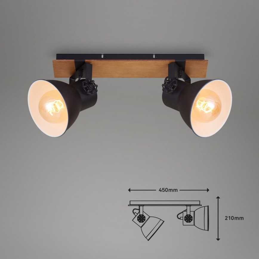Briloner 2742-025 - Akcentinis apšvietimas SPOTLIGHT 2xE27/40W/230V juoda/ruda