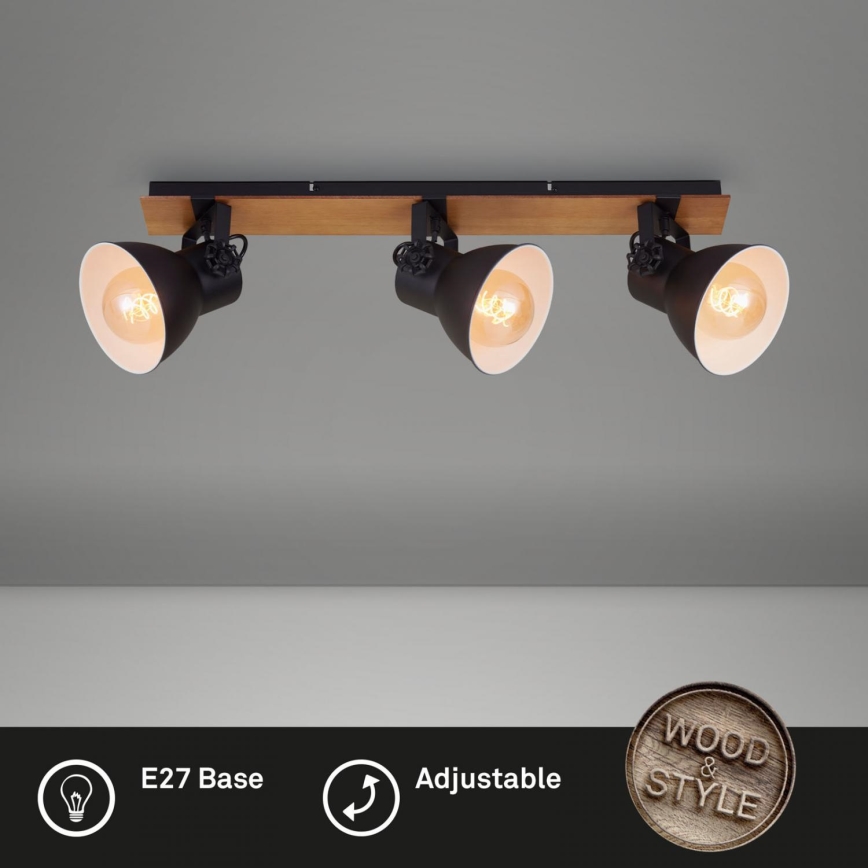 Briloner 2742-035 - Akcentinis apšvietimas SPOTLIGHT 3xE27/40W/230V juoda/ruda