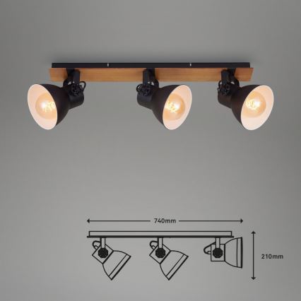 Briloner 2742-035 - Akcentinis apšvietimas SPOTLIGHT 3xE27/40W/230V juoda/ruda