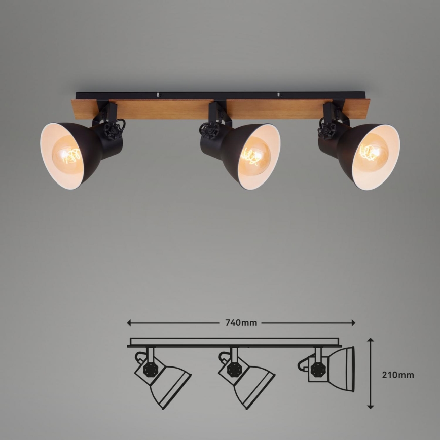 Briloner 2742-035 - Akcentinis apšvietimas SPOTLIGHT 3xE27/40W/230V juoda/ruda